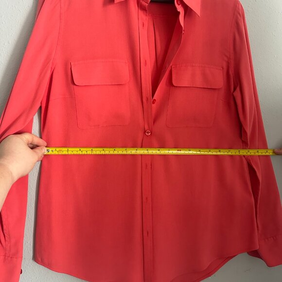 New NEXX York 100% silk Blouse Coral Pink Button Front Long Sleeve - Picture 7 of 8